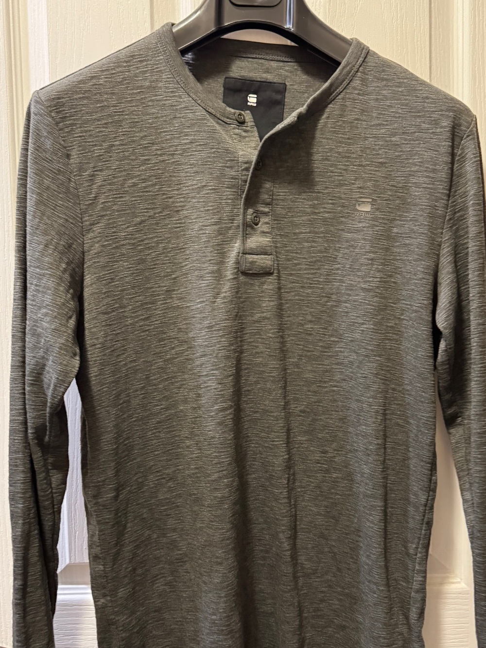 G-Star Raw Long Sleeve Henley in Gray Heather - Men L